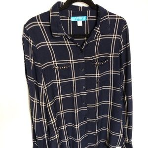 Embellished Plaid Button-Down